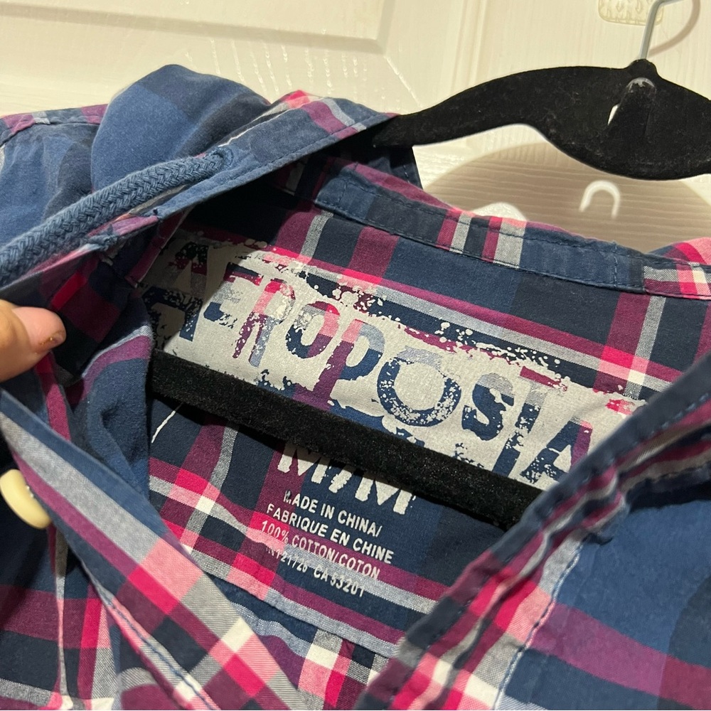 🖤 FREE 🖤 Aeropostale - Men’s Button Up Plaid Shirt - Picture 6 of 8